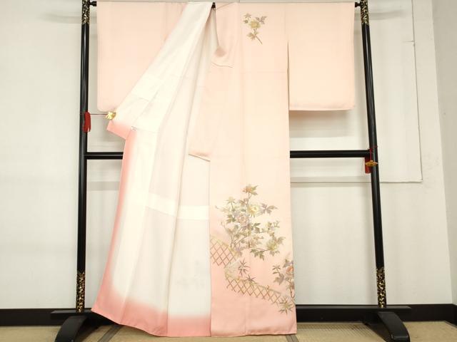 平和屋着物●金彩友禅　卓越技能者・名工・和田光正　訪問着　枝花文　暈し染め　金彩　正絹　逸品　AABE8619cs