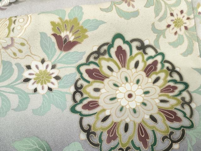 平和屋着物●訪問着　双鳥更紗花蝶文　暈し染め　正絹　逸品　AABE8625cs