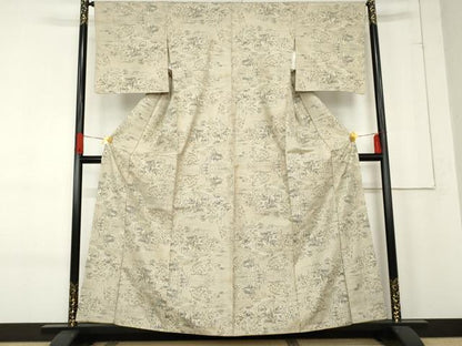 平和屋着物●本場大島紬　一元7マルキ　総絣　風景文　正絹　逸品　AABE8634cs