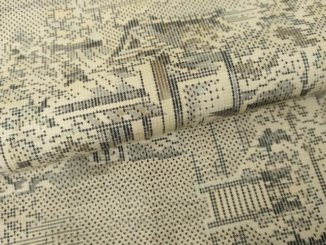 平和屋着物●本場大島紬　一元7マルキ　総絣　風景文　正絹　逸品　AABE8634cs