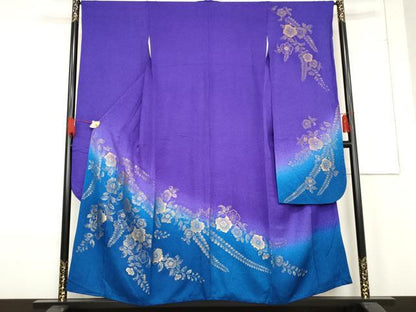 平和屋着物●豪華振袖　寿光織　辻が花　暈し染め　金糸　正絹　逸品　AABE8638cs