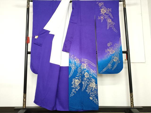 平和屋着物●豪華振袖　寿光織　辻が花　暈し染め　金糸　正絹　逸品　AABE8638cs