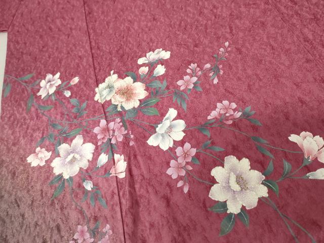 平和屋着物●豪華振袖　手描き　刺繍　枝花文　暈し染め　金糸　金彩　やまと誂製　正絹　逸品　AABE8640cs