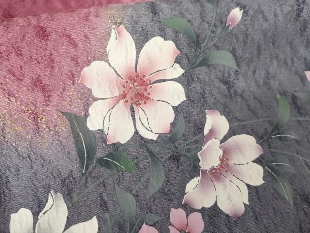 平和屋着物●豪華振袖　手描き　刺繍　枝花文　暈し染め　金糸　金彩　やまと誂製　正絹　逸品　AABE8640cs