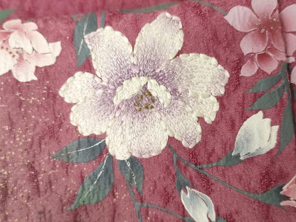 平和屋着物●豪華振袖　手描き　刺繍　枝花文　暈し染め　金糸　金彩　やまと誂製　正絹　逸品　AABE8640cs