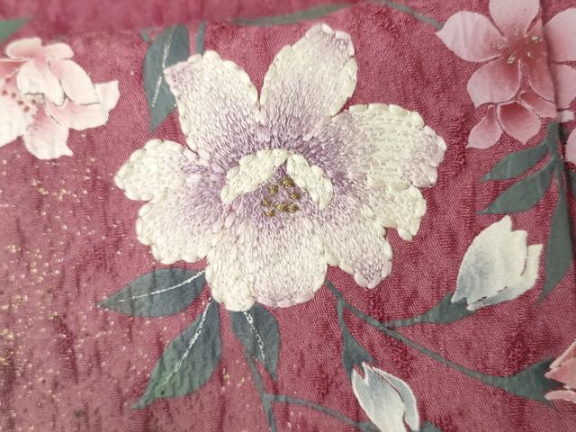 平和屋着物●豪華振袖　手描き　刺繍　枝花文　暈し染め　金糸　金彩　やまと誂製　正絹　逸品　AABE8640cs