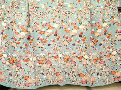平和屋着物●豪華振袖　草花文　鬼しぼ縮緬　ますいわ屋扱い　正絹　逸品　AABE8641cs