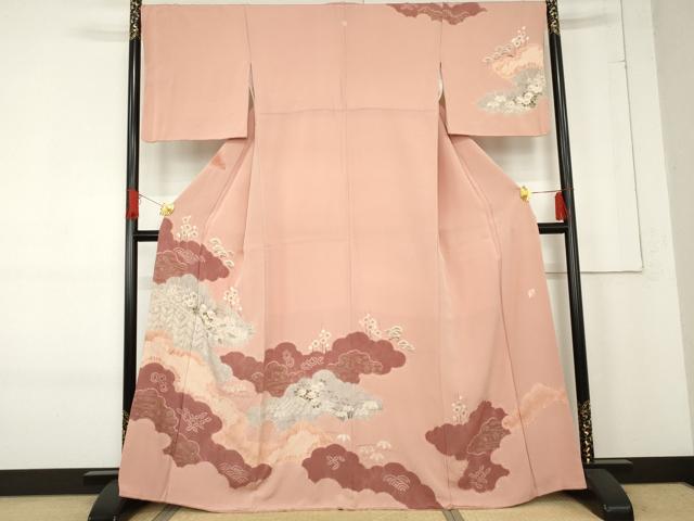 平和屋着物●十日町　名門　滝泰謹製　訪問着　絞り　松竹梅文　正絹　逸品　AABE8643cs