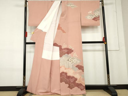 平和屋着物●十日町　名門　滝泰謹製　訪問着　絞り　松竹梅文　正絹　逸品　AABE8643cs