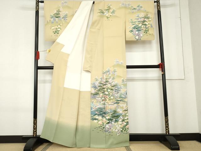 平和屋着物○十日町友禅作家 一梗 訪問着 風景樹林文 暈し