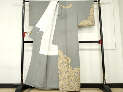 平和屋着物●ジャパンオートクチュール　渡辺雪三郎　訪問着　唐草文　金彩　正絹　逸品　AABE8647cs