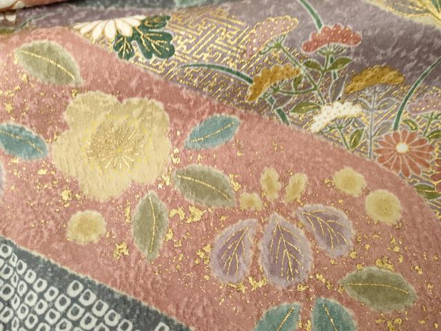 平和屋着物●訪問着　辻が花　御所車吉祥花文　金彩　正絹　逸品　AABE8648cs 平和屋着物○訪問着 辻が花 御所車吉祥花文 金彩 正絹 逸品 AABE8648cs