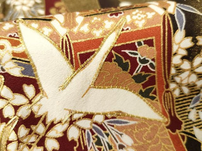 平和屋着物●豪華振袖　駒刺繍　飛鶴吉祥花文　暈し染め　金彩　正絹　逸品　AABE8649cs