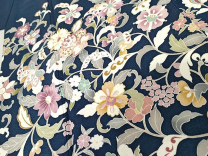 平和屋着物●訪問着　駒刺繍　大和貝紫　更紗花唐草文　健勝苑扱い　正絹　逸品　AABE8650cs