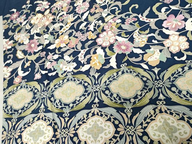 平和屋着物●訪問着　駒刺繍　大和貝紫　更紗花唐草文　健勝苑扱い　正絹　逸品　AABE8650cs
