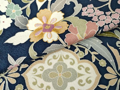 平和屋着物●訪問着　駒刺繍　大和貝紫　更紗花唐草文　健勝苑扱い　正絹　逸品　AABE8650cs