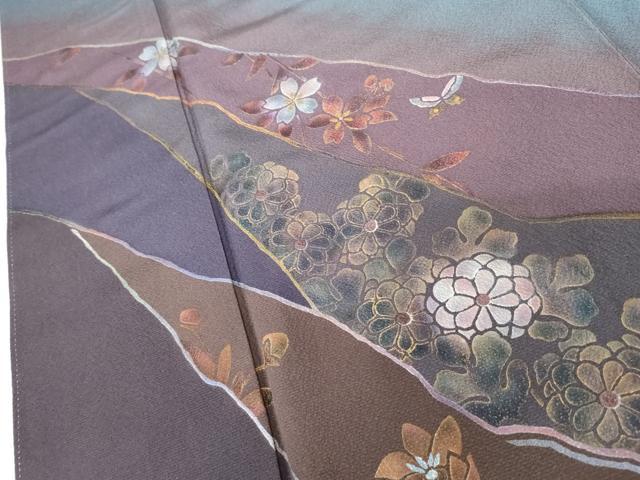 平和屋着物●染色作家　草野一騎　訪問着　花蝶文　暈し染め　金彩　正絹　逸品　AABE8651cs 平和屋着物○染色作家 草野一騎 訪問着 花蝶文 暈し染め