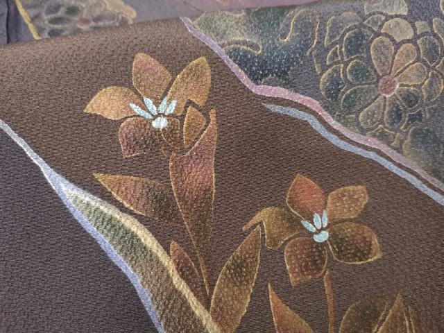 平和屋着物●染色作家　草野一騎　訪問着　花蝶文　暈し染め　金彩　正絹　逸品　AABE8651cs 平和屋着物○染色作家 草野一騎 訪問着 花蝶文 暈し染め
