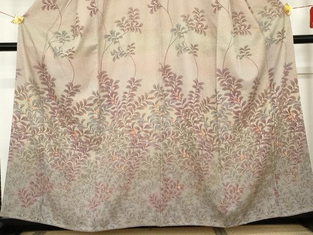 平和屋着物●訪問着　枝葉文　暈し染め　金彩　正絹　逸品　AABE8652cs