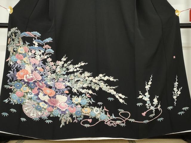 平和屋着物○本加賀友禅作家 染元千紅代表 寺西一紘 黒