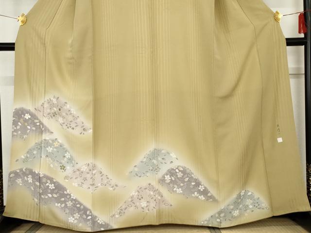 平和屋着物●染色作家　林淳一　訪問着　刺繍　重ね山花文　暈し染め　金糸　正絹　逸品　AABE8656cs