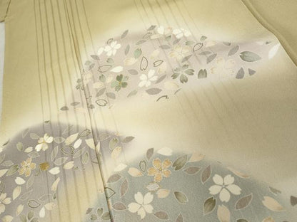 平和屋着物●染色作家　林淳一　訪問着　刺繍　重ね山花文　暈し染め　金糸　正絹　逸品　AABE8656cs