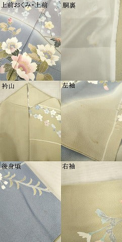 平和屋着物●十日町友禅作家　岡村蒼風　訪問着　枝花文　暈し染め　正絹　逸品　AABE8657cs