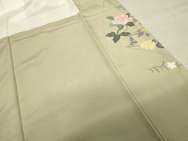 平和屋着物●十日町友禅作家　岡村蒼風　訪問着　枝花文　暈し染め　正絹　逸品　AABE8657cs