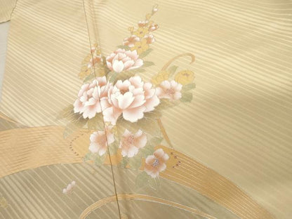平和屋着物●訪問着　草花文　銀彩　正絹　逸品　AABE8658cs