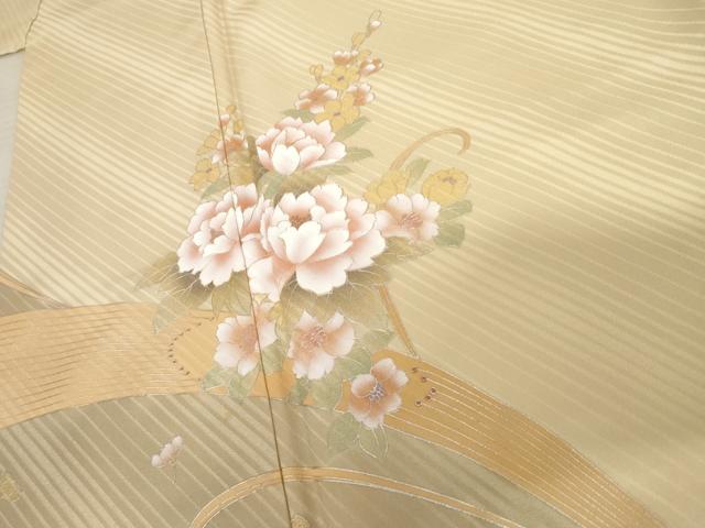 平和屋着物●訪問着　草花文　銀彩　正絹　逸品　AABE8658cs