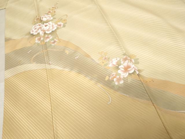平和屋着物●訪問着　草花文　銀彩　正絹　逸品　AABE8658cs