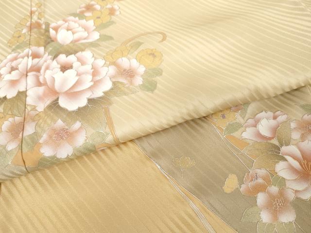 平和屋着物●訪問着　草花文　銀彩　正絹　逸品　AABE8658cs