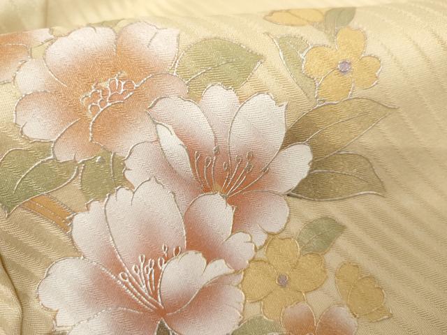 平和屋着物●訪問着　草花文　銀彩　正絹　逸品　AABE8658cs