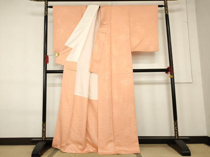 平和屋着物●上質な色無地　吉祥草花地紋　虹色　正絹　逸品　AABE8660cs