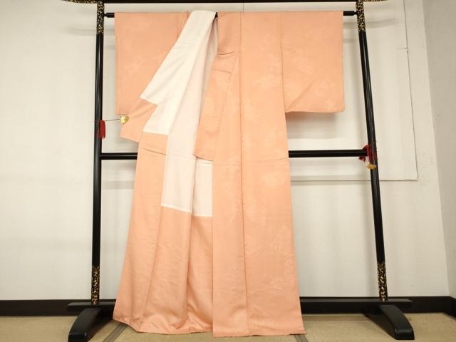 平和屋着物●上質な色無地　吉祥草花地紋　虹色　正絹　逸品　AABE8660cs