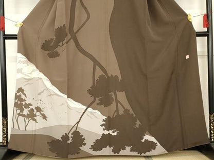 平和屋着物●訪問着　作家物　美津子　樹林シルエット　正絹　逸品　AABE8661cs