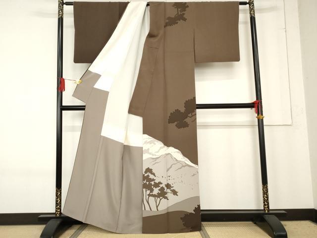 平和屋着物○訪問着 作家物 美津子 樹林シルエット 正絹 逸品 AABE8661cs