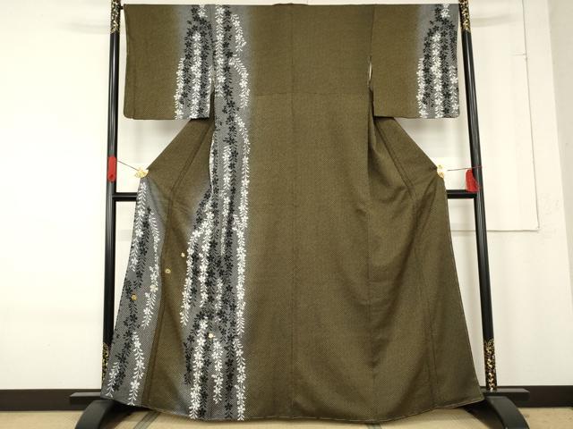 平和屋着物●訪問着　総絞り　駒刺繍　枝垂れ花文　金彩　正絹　逸品　未使用　AABE8662cs