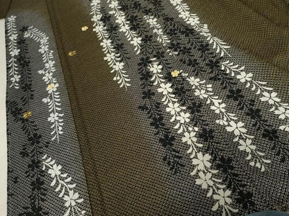 平和屋着物●訪問着　総絞り　駒刺繍　枝垂れ花文　金彩　正絹　逸品　未使用　AABE8662cs