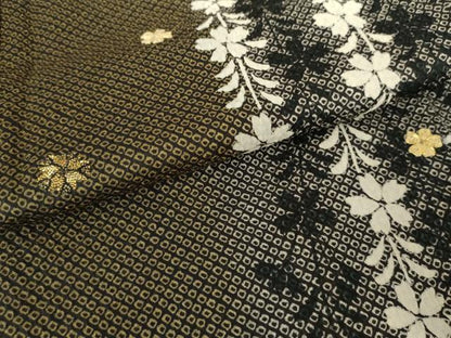 平和屋着物●訪問着　総絞り　駒刺繍　枝垂れ花文　金彩　正絹　逸品　未使用　AABE8662cs