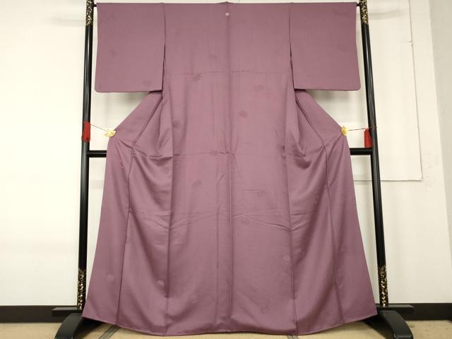 平和屋着物●上質な色無地　雪輪重ね菱地紋　若紫色　正絹　逸品　AABE8663cs 平和屋着物○上質な色無地 雪輪重ね菱地紋 若紫色 正絹 逸品 AABE8663cs