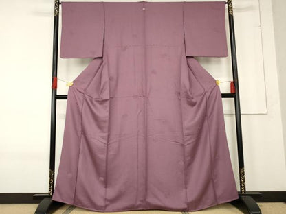 平和屋着物●上質な色無地　雪輪重ね菱地紋　若紫色　正絹　逸品　AABE8663cs