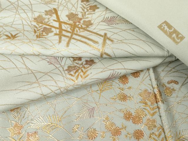 平和屋着物●金彩友禅　卓越技能者・名工・和田光正　訪問着　草花文　金彩　正絹　逸品　AABE8665cs