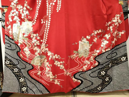 平和屋着物●豪華振袖　絞り　御所車吉祥花文　金銀彩　正絹　逸品　AABE8668cs