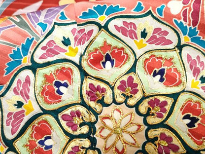 平和屋着物●豪華振袖　友禅　駒刺繍　正倉院吉祥花文　暈し染め　金糸　金彩　正絹　逸品　AABE8669cs