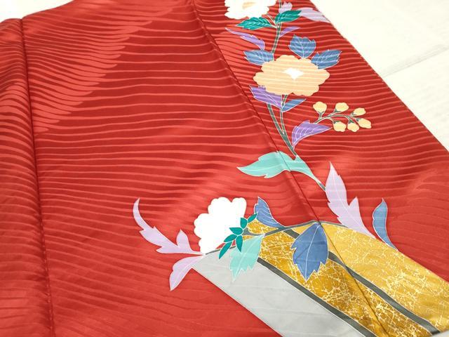 平和屋着物●豪華振袖　友禅　駒刺繍　正倉院吉祥花文　暈し染め　金糸　金彩　正絹　逸品　AABE8669cs