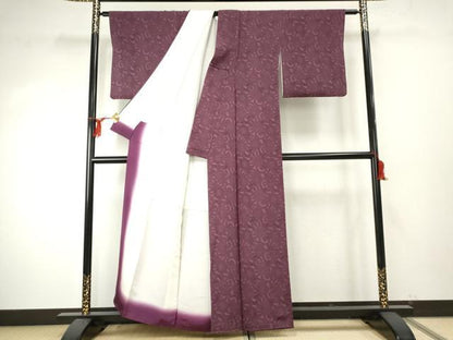平和屋着物●重要無形文化財 人間国宝 中村勇二郎 江戸小紋 草木染 古代菊 鬼しぼ縮緬 浜ちりめん 反端付き 正絹 逸品 AABE8672cs