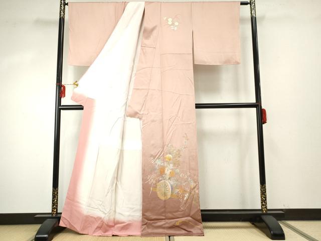 平和屋着物●金彩友禅　卓越技能者・名工・和田光正　訪問着　花車文　暈し染め　金銀彩　正絹　逸品　未使用　AABE8673cs