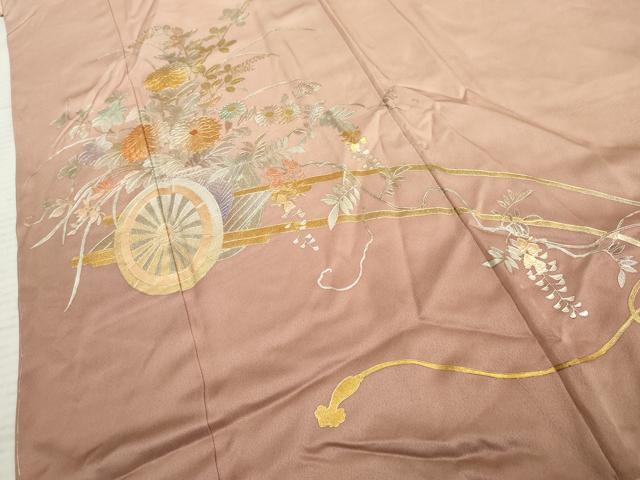 平和屋着物●金彩友禅　卓越技能者・名工・和田光正　訪問着　花車文　暈し染め　金銀彩　正絹　逸品　未使用　AABE8673cs