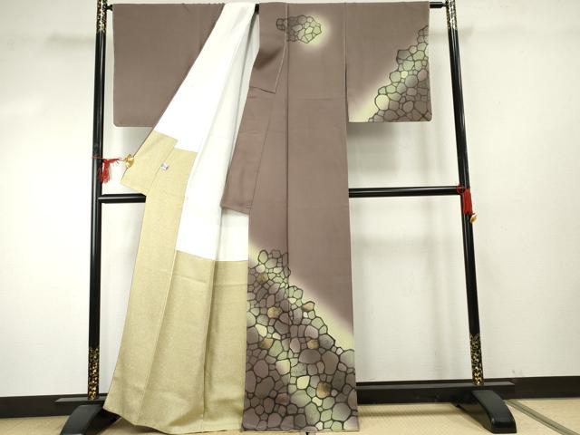 平和屋着物●染色作家　青野保夫　訪問着　石畳文　暈し染め　正絹　逸品　未使用　AABE8675cs